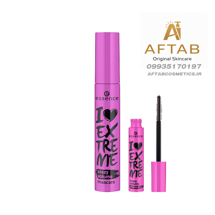 ریمل صورتی اسنس اصل مدل I Love Extreme Crazy Volume با برس بزرگ حجمدهنده